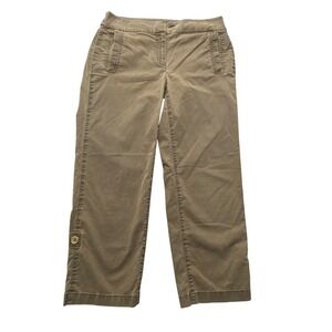 Eileen Fisher Capri Pants Womens XS Brown Twill Pull On Stretch Crop Relaxed